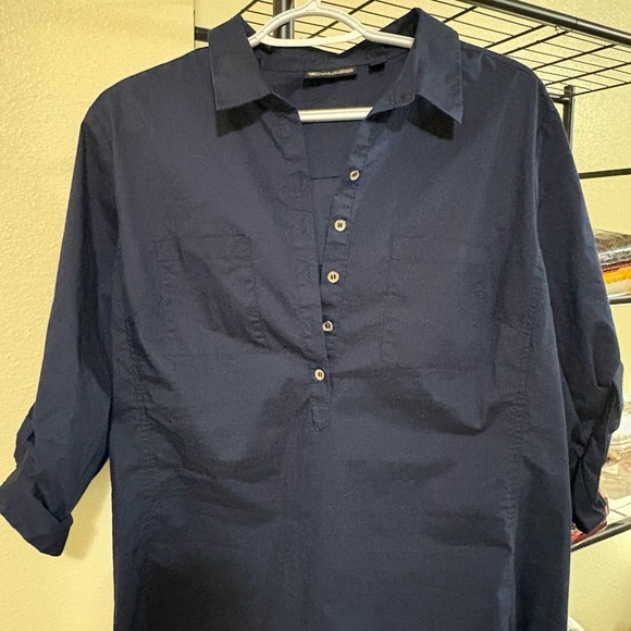 7Th Avenue Design Studio Tops - Classic Navy Button-Down Shirt